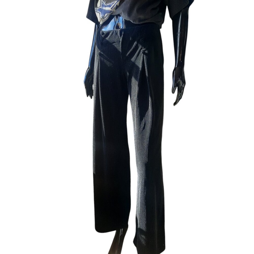 Vintage Y2K Wide Leg Pinstripe Velvet Sailor Pants | Stretch | Girls Size 16